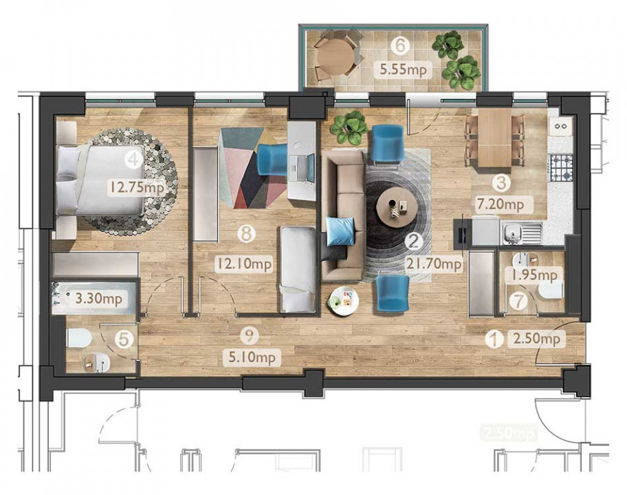 Apartament 3 camere, Belvedere Residence, loc de parcare inclus