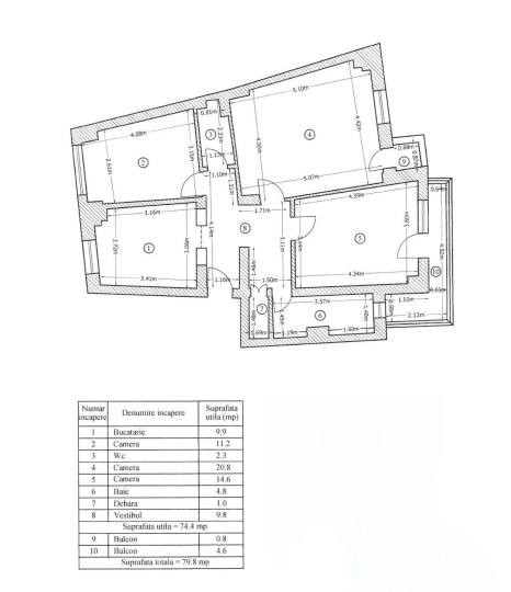 Apartament 3 camere, decomandat, metrou Costin Georgian