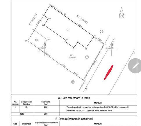 Teren de vanzare 250 mp, zona Bucurestii Noi - metrou Straulesti